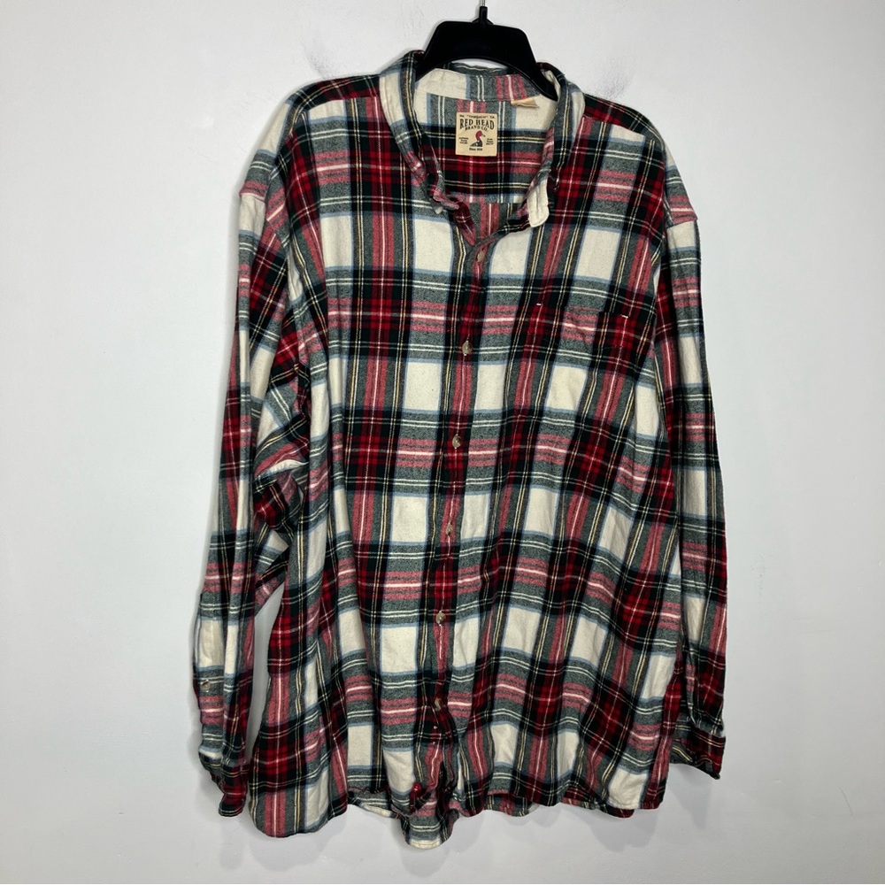 Red head Christmas paid flannel button down shirt men’s size 4XL 100% cotton